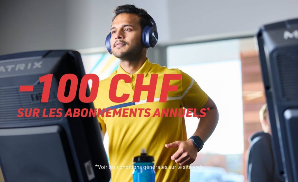 Chez PureGym, vous économisez 100 CHF sur les abonnements annuels ! Il convient d'être rapide, car l'offre est valable pendant une durée limitée.