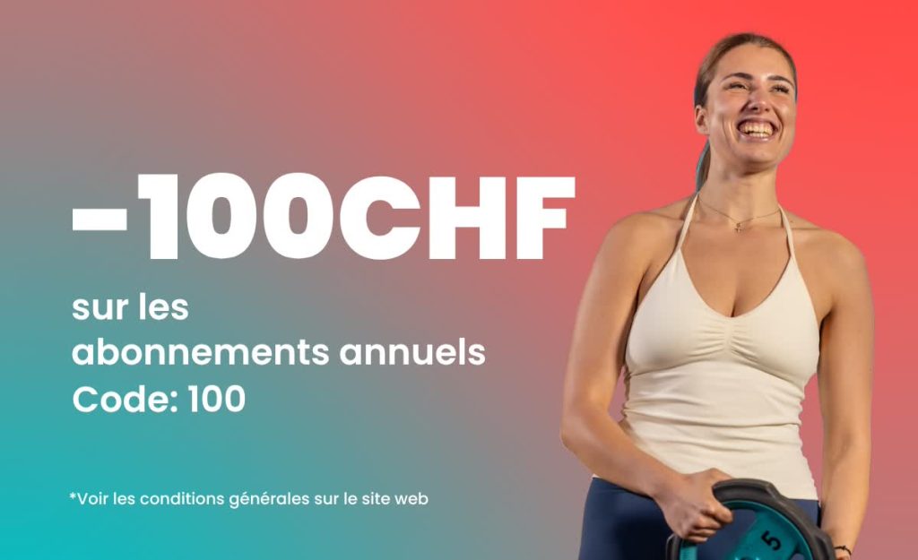 Chez PureGym, vous économisez 100 CHF sur les abonnements annuels ! Il convient d'être rapide, car l'offre est valable pendant une durée limitée.