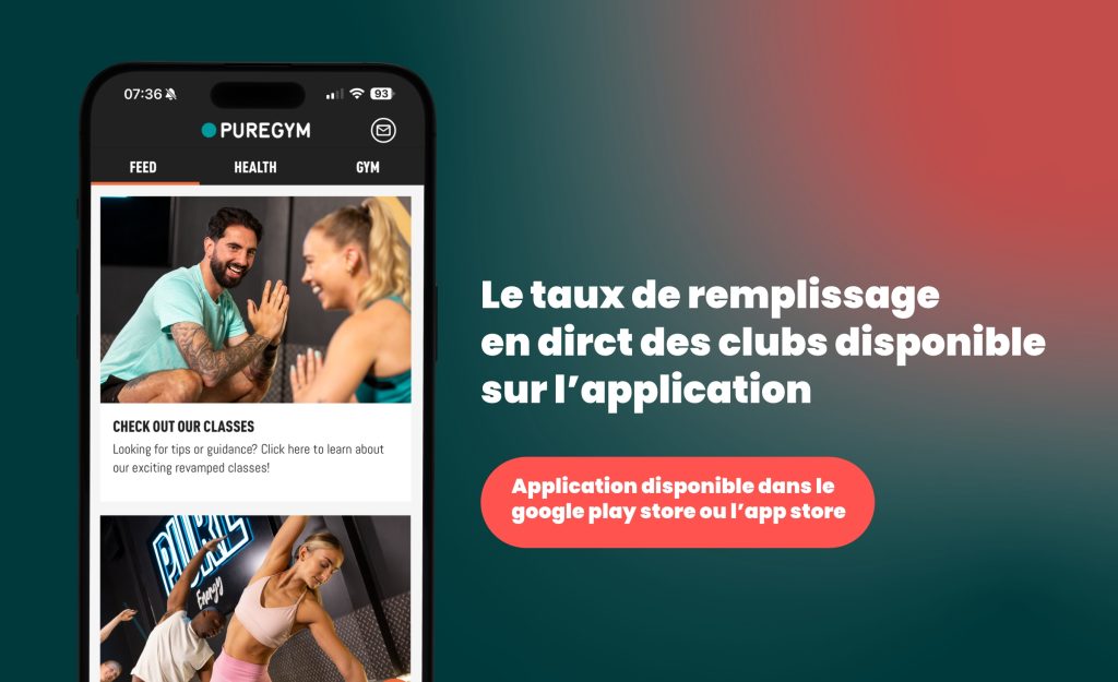 Grâce à l’application puregym.swiss, tu peux voir combien de personnes s’entraînent actuellement dans ton club.